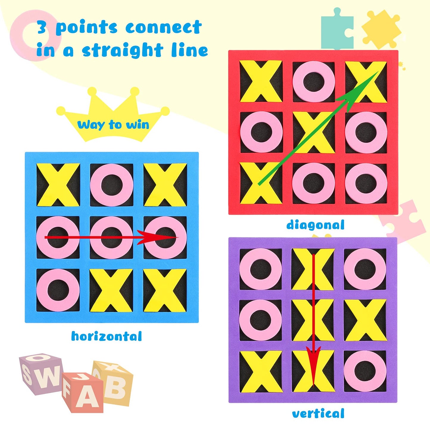Skylety 36 Pack Tic Tac Toe Foam Tic Tac Toe Mini Board Game Family Classic Educational Table Game for Birthday Party Favors, Birthday Goody Bag
