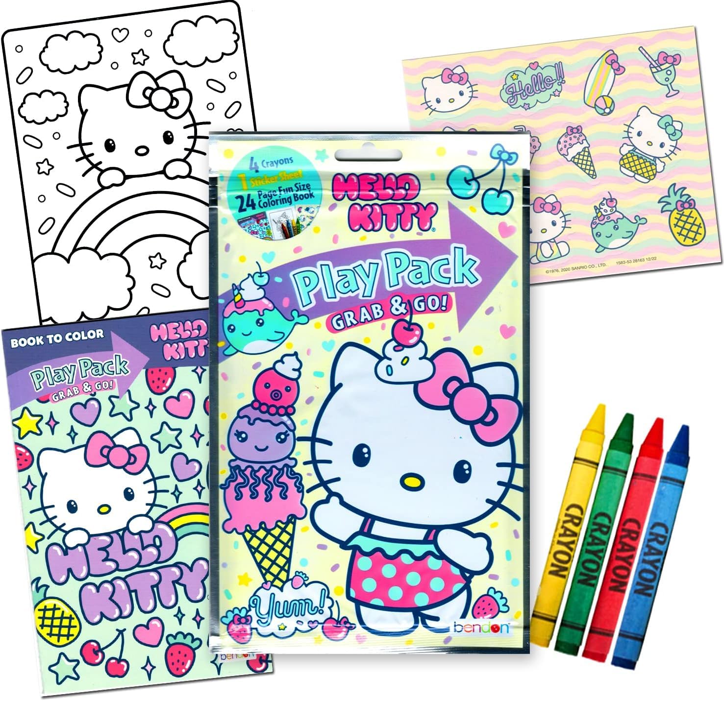SANRIO Hello Kitty Coloring Book Set - Bundle with Activity Book and Play Pack Featuring Hello Kitty Plus Stickers, Crayons, More Coloring Set
