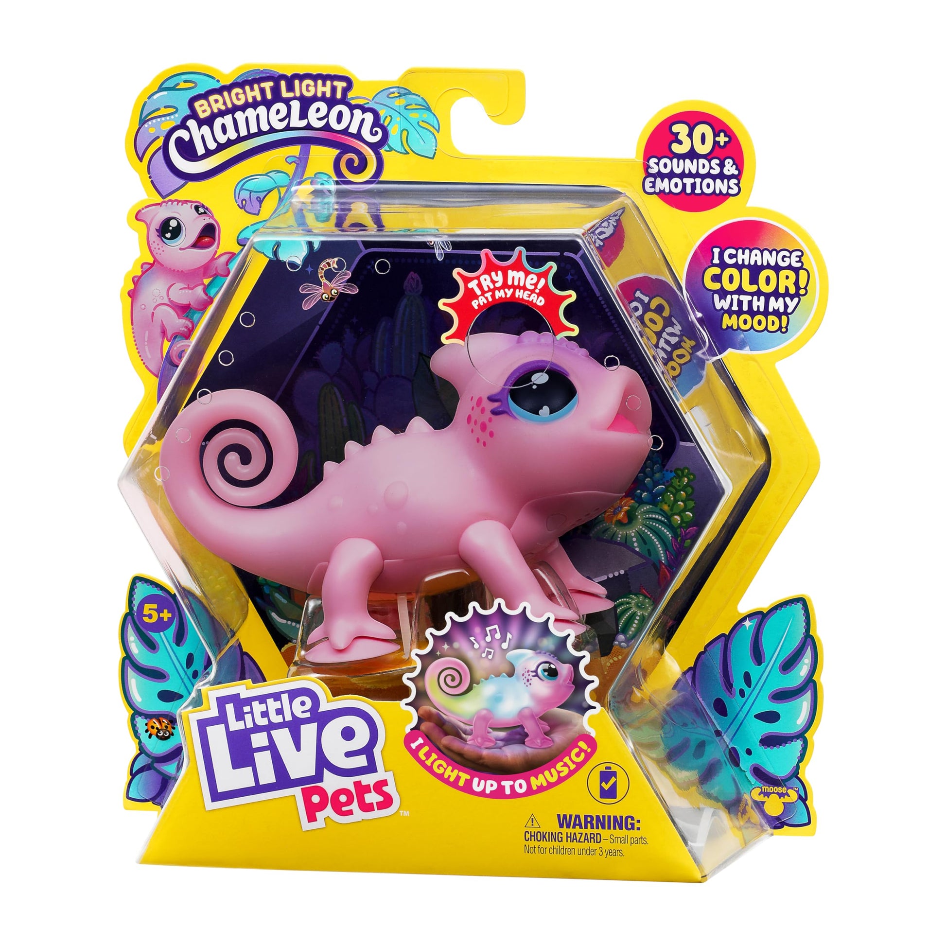 Little Live Pets Nova The Li’l Chameleon Toy, Interactive Light Up Toy Pet with 30+ Sounds and Beat Detection, Interactive Animal Toys for Ages 5+