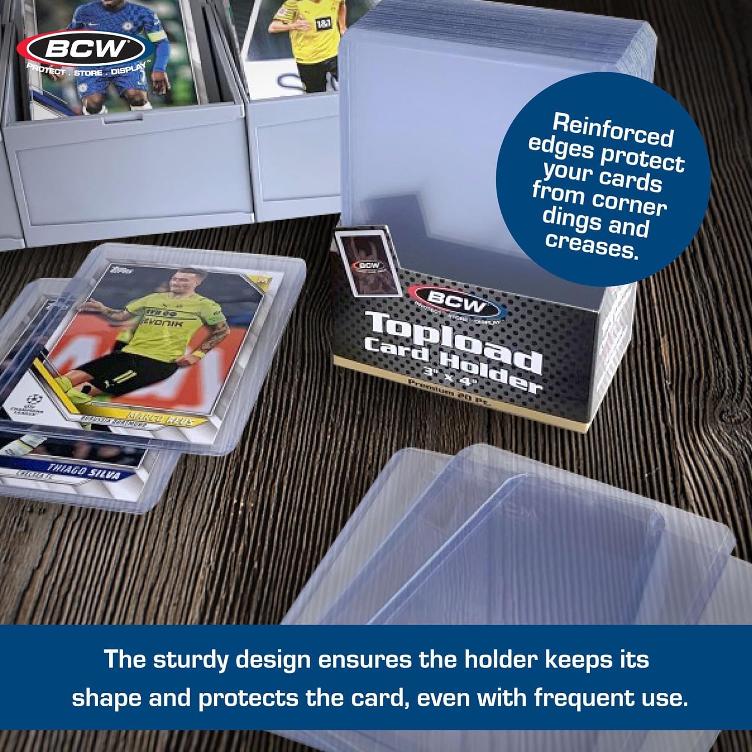 BCW 3x4 Topload Card Holder - Premium 35PT Thickness | 50 Pack | Quality Rigid PVC Protector for Standard Size Trading Cards | Card Holders for Sports