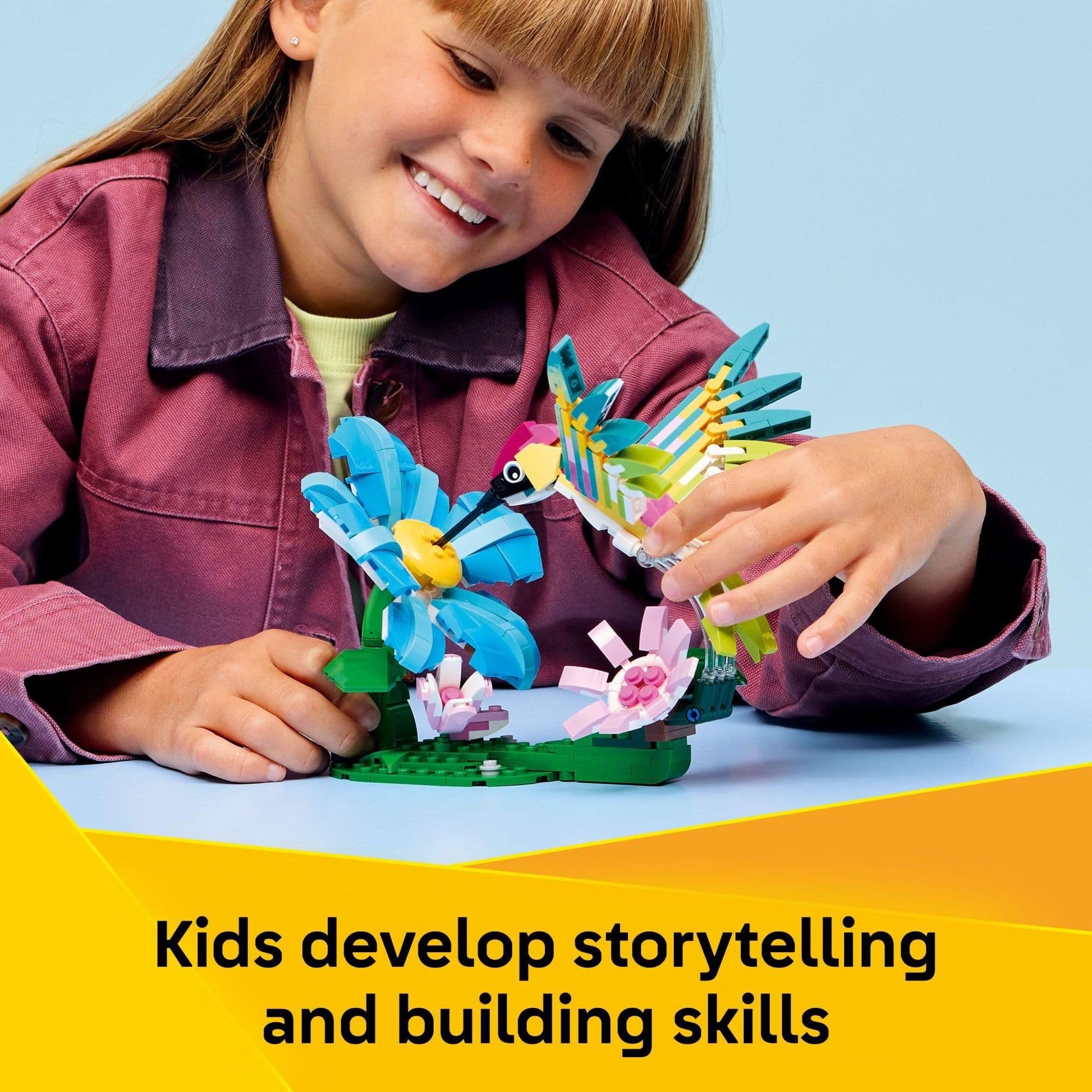 LEGO Creator 3 in1 Wild Animals: Colorful Hummingbird Building Toy for Girls, Boys, & Kids, Ages 8+ - Build a Bird, Butterfly, or Tropical Fish - Gift