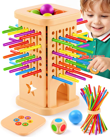Montessori Wooden Board Game for Kids 3-8, Color Matching Fine Motor Toy
