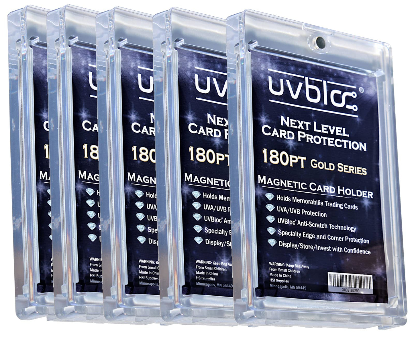 UVBLOC One Touch Card Holder 180pt (5 Pack) Magnetic Baseball Jersey Patch Protectors Sleeves Cases for Trading Sports Cards