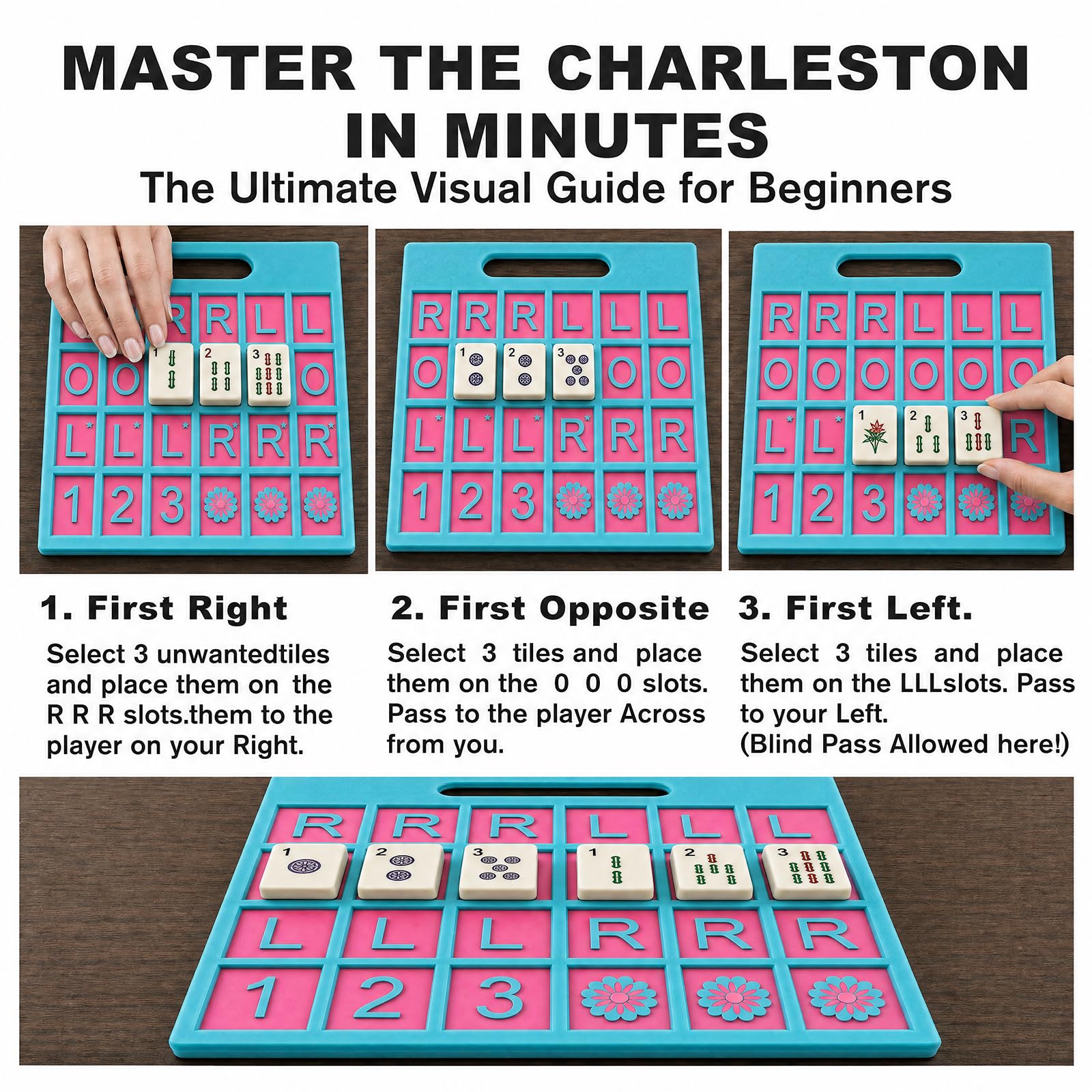 Eccentfit Mahjong Solo Practice Board - 2026 Solo Training Tool for Charleston Passing Sequence - Mahjong Learning Aid for Left, Right, Across Tiles