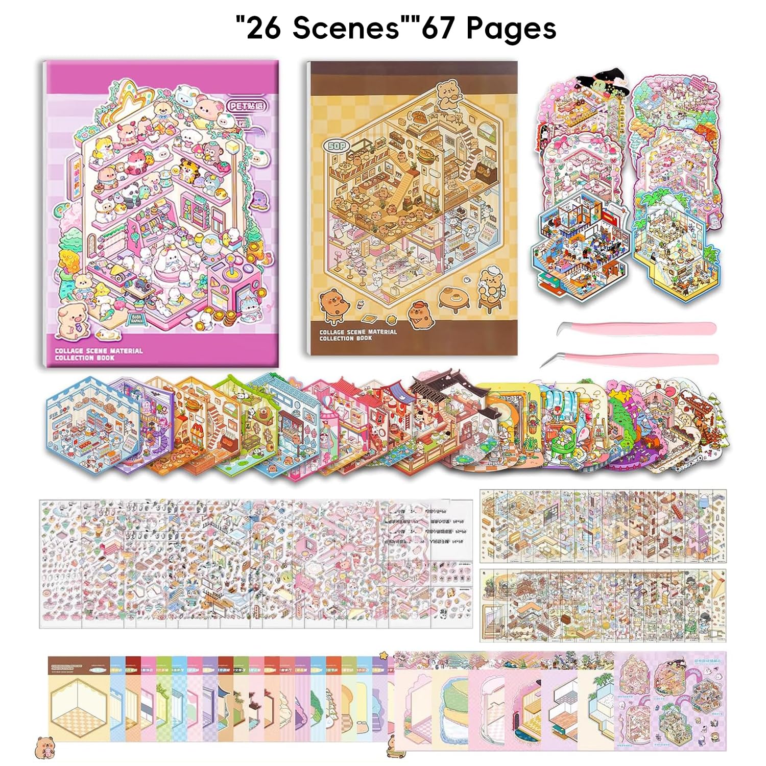 WEINSYT 3D Sticker Scene Book 2-Pack