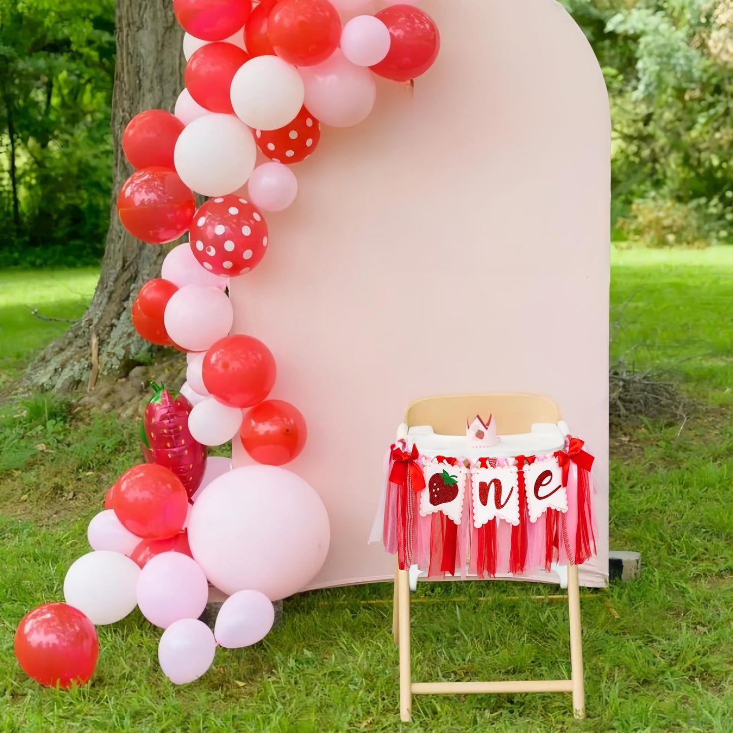 Strawberry High Chair Banner 1st Birthday