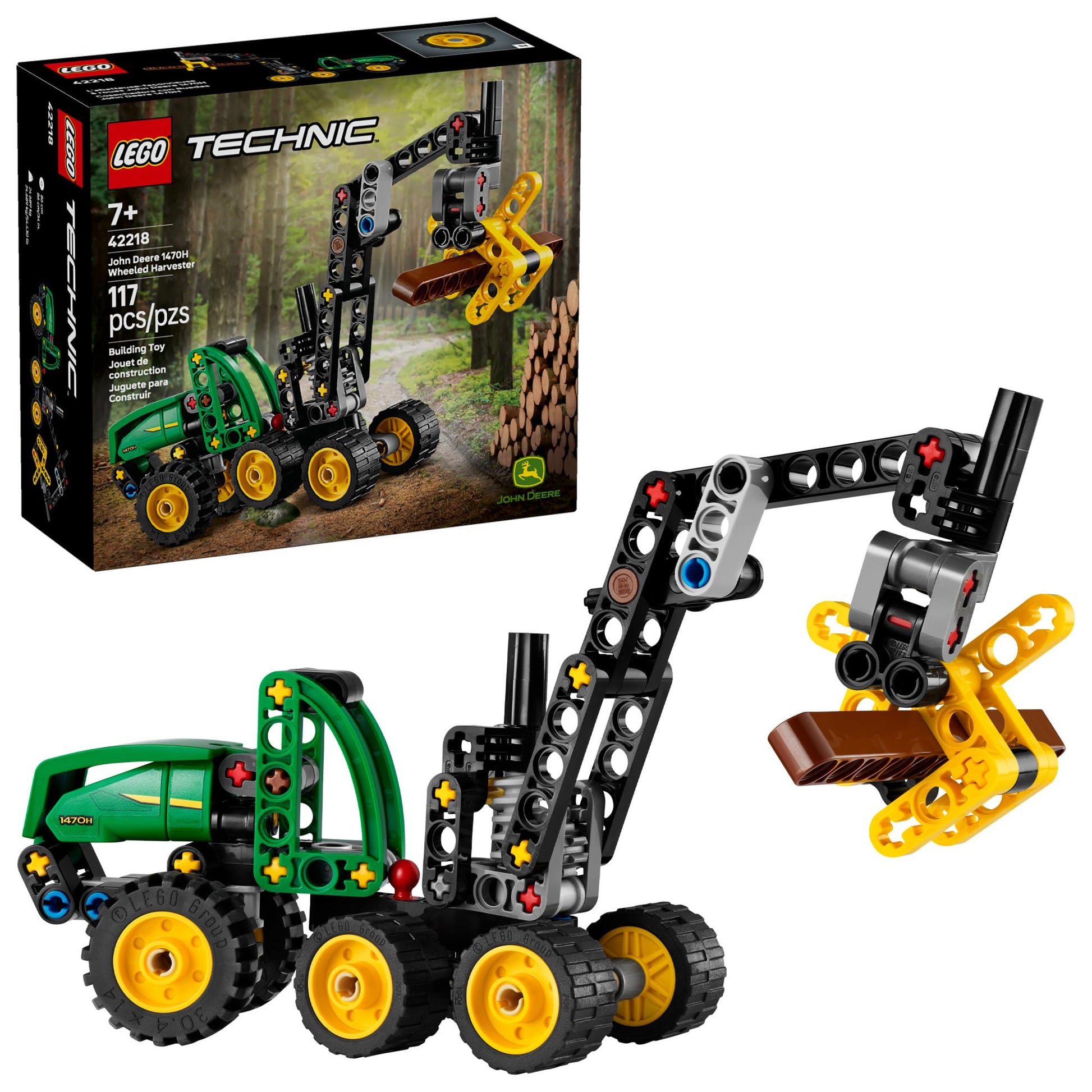 LEGO Technic John Deere 1470H Wheeled Harvester Building Toy for Kids - Heavy Vehicle Playset W/Realistic Suspension & Steering - STEM Toy for Boys &