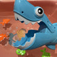 INvench Shark Grabber Baby Bath Toys - Blue Shark with Teeth Biting Action Include 4 Toy Fish - Bath Toys for Kids Ages 4-8 Boys Girls Toddlers Pool