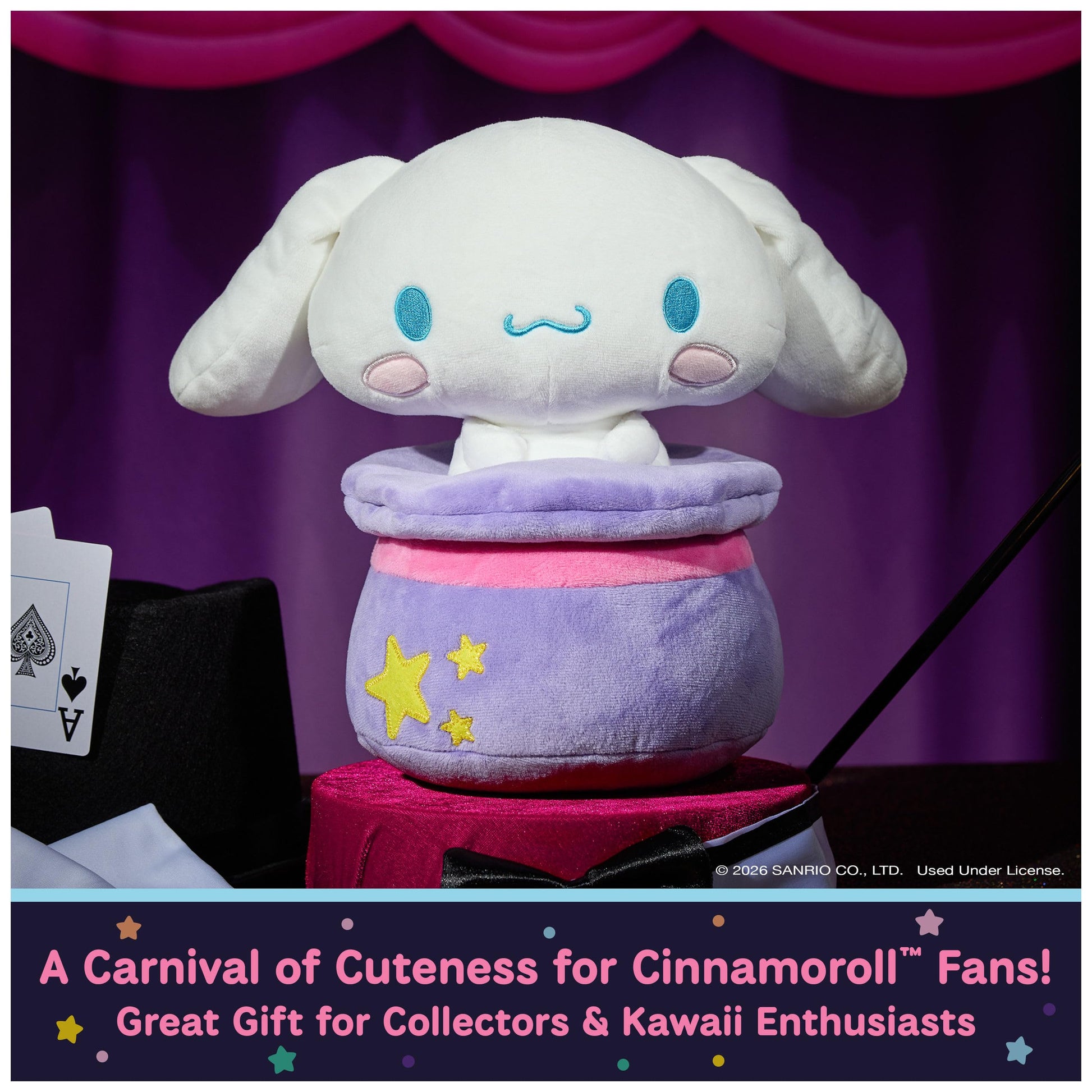 GUND Sanrio Cinnamoroll in Magic Hat 10-Inch Circus Plush Toy for Ages 1+
