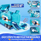 Super Wings Garbage Truck, Large Trash Marc and Cleaning Helicopter Shine Recycling Dump Play Set, Vehicle Learning Toys Set, Street Sweeper Cars Toys