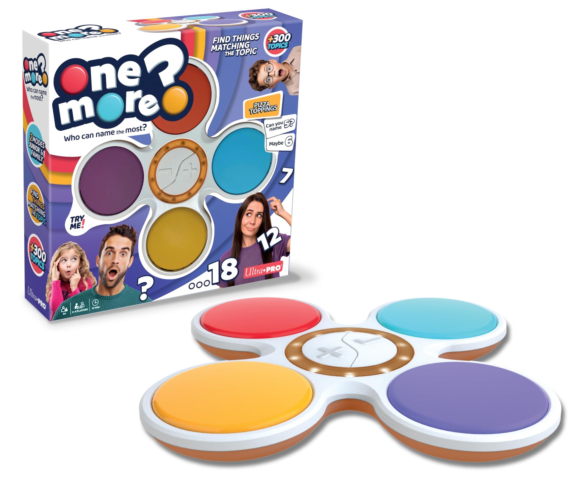 Ultra PRO - One More? Bid, Name, Win! Bluffing & Bidding Challenge Game for Family, Kids & Adults, Outbid & Beat the Clock, Fast-Paced Party Game, 2-4