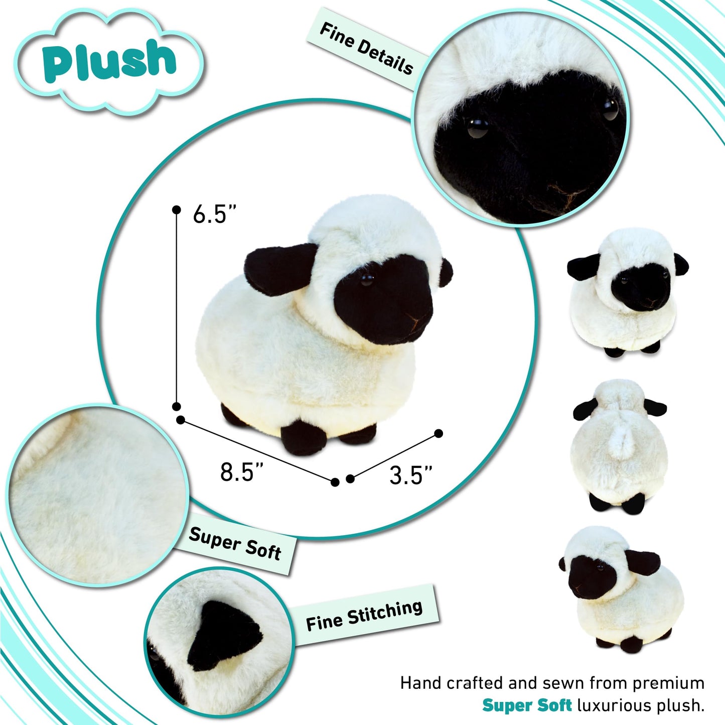 DolliBu Valais Blacknose Sheep Super Soft Stuffed Animal, Cute Realistic Stuffed Animals for Girls. Boys and Adults Animal Gifts, Kids Nursery Décor