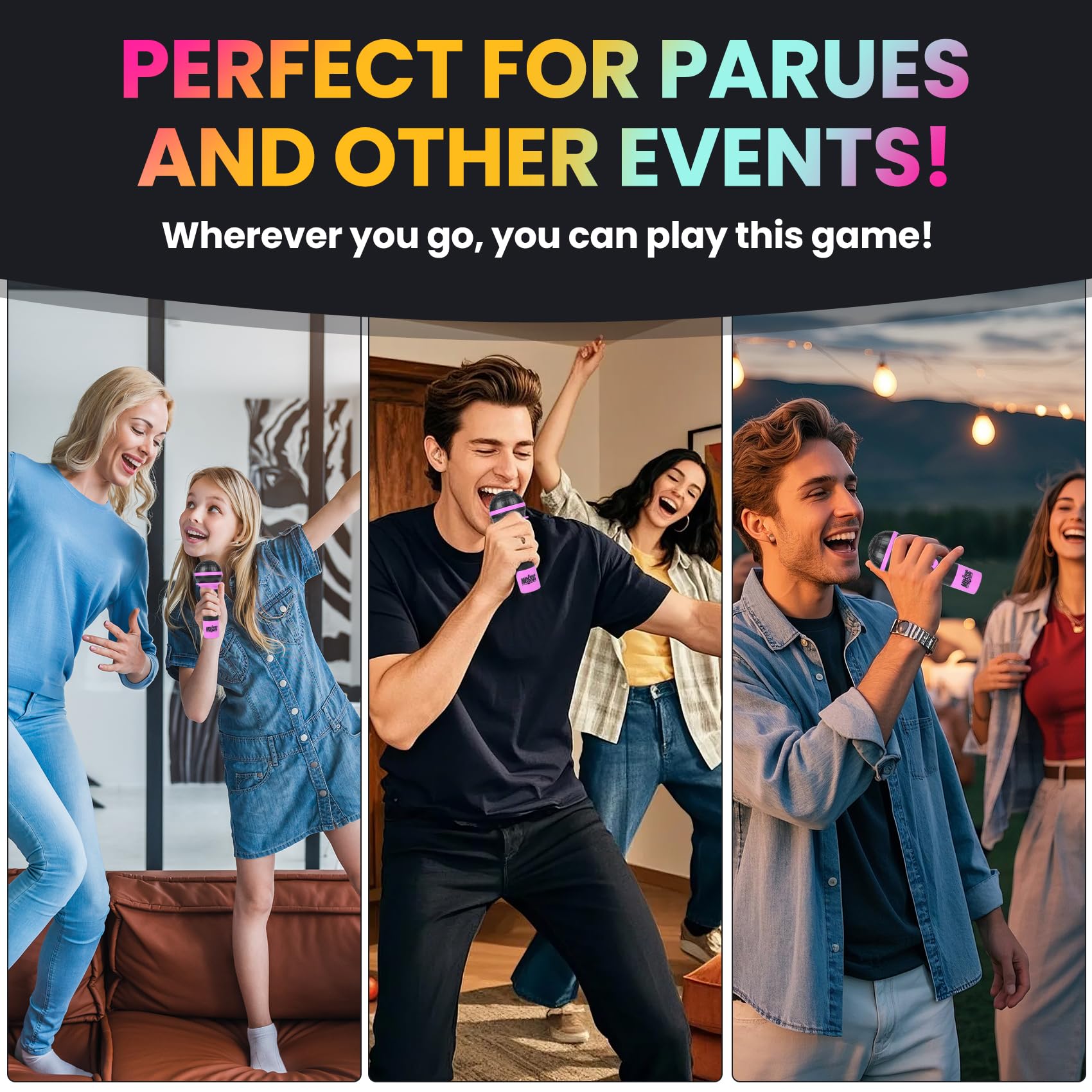 Aigomc Mic misheard Music Trivia Card Game, Grab Karaoke Party Game for 2-10 Players, Music Card with 250 Lyrics (125 Cards) for Hilarious Nights
