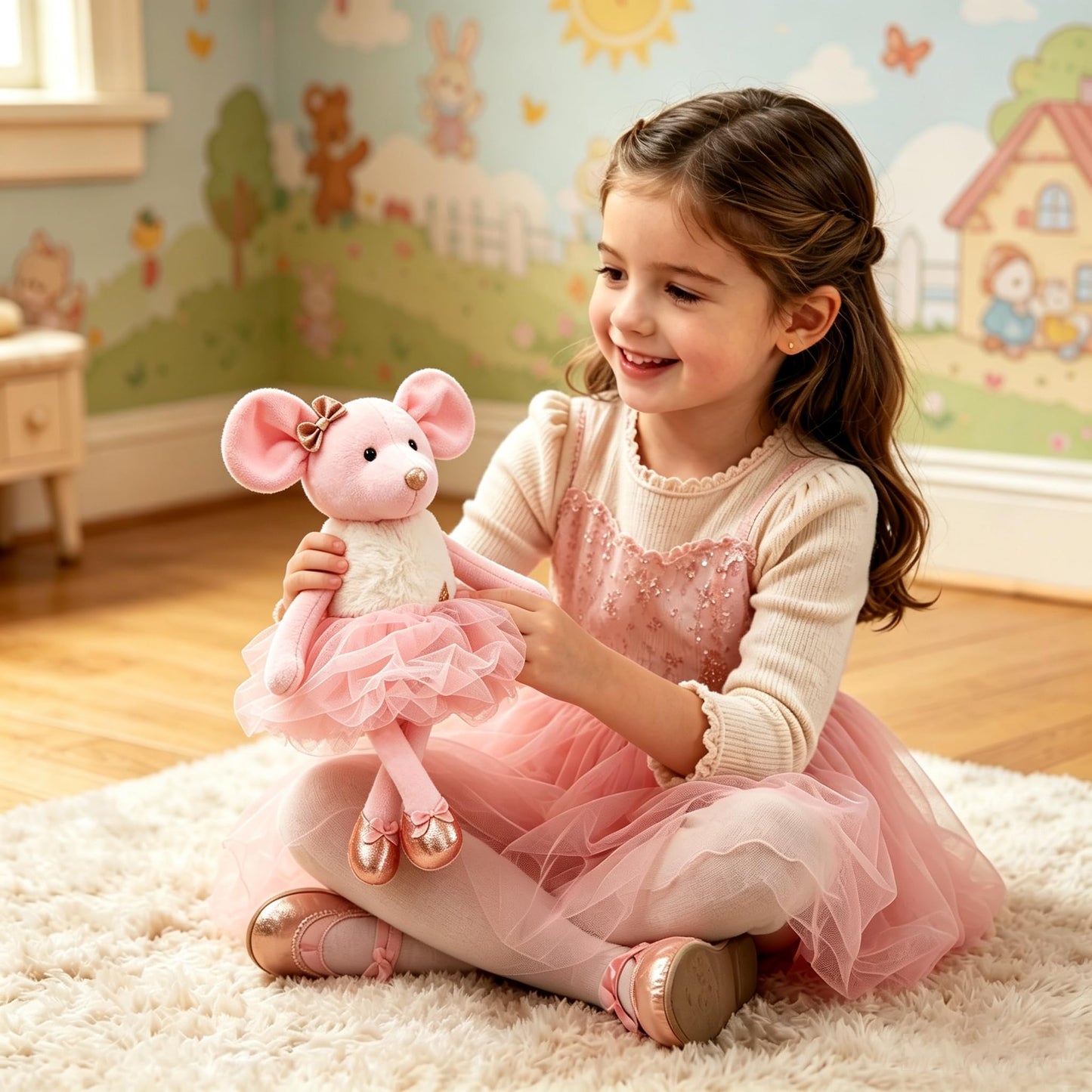 WUFUVAP 15.5 Inch Ballerina Mouse Plush Cute Ballet Mouse Stuffed Animal Ballerina Dolls Soft Ballet Dance Recital Gifts for Girls
