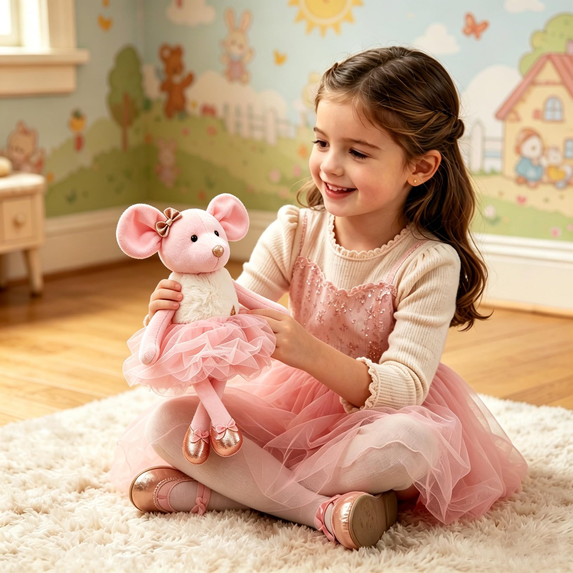 WUFUVAP 15.5 Inch Ballerina Mouse Plush Cute Ballet Mouse Stuffed Animal Ballerina Dolls Soft Ballet Dance Recital Gifts for Girls
