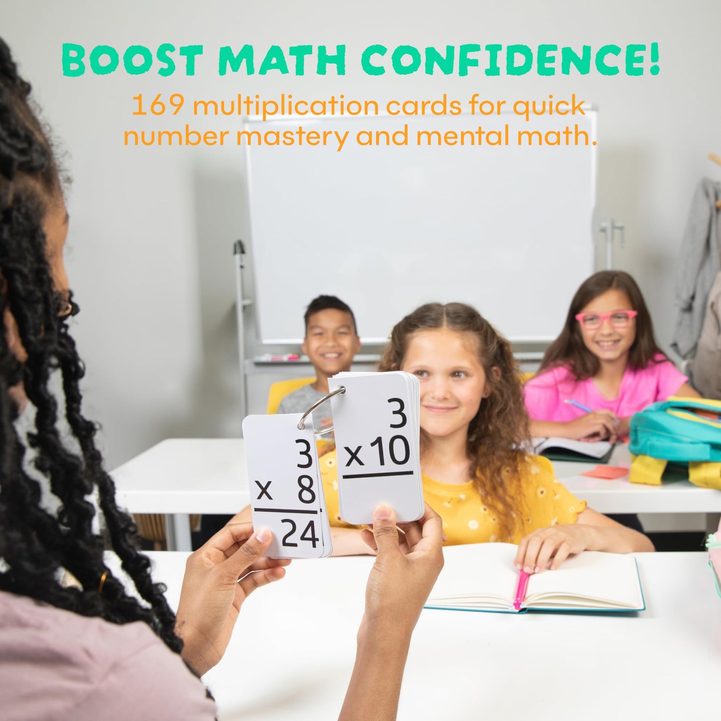 Star Right Multiplication Flash Cards - 169 Hole-Punched Math Study Multiplication Cards with 2 Binder Rings - Times Tables Practice Set for Kids Ages