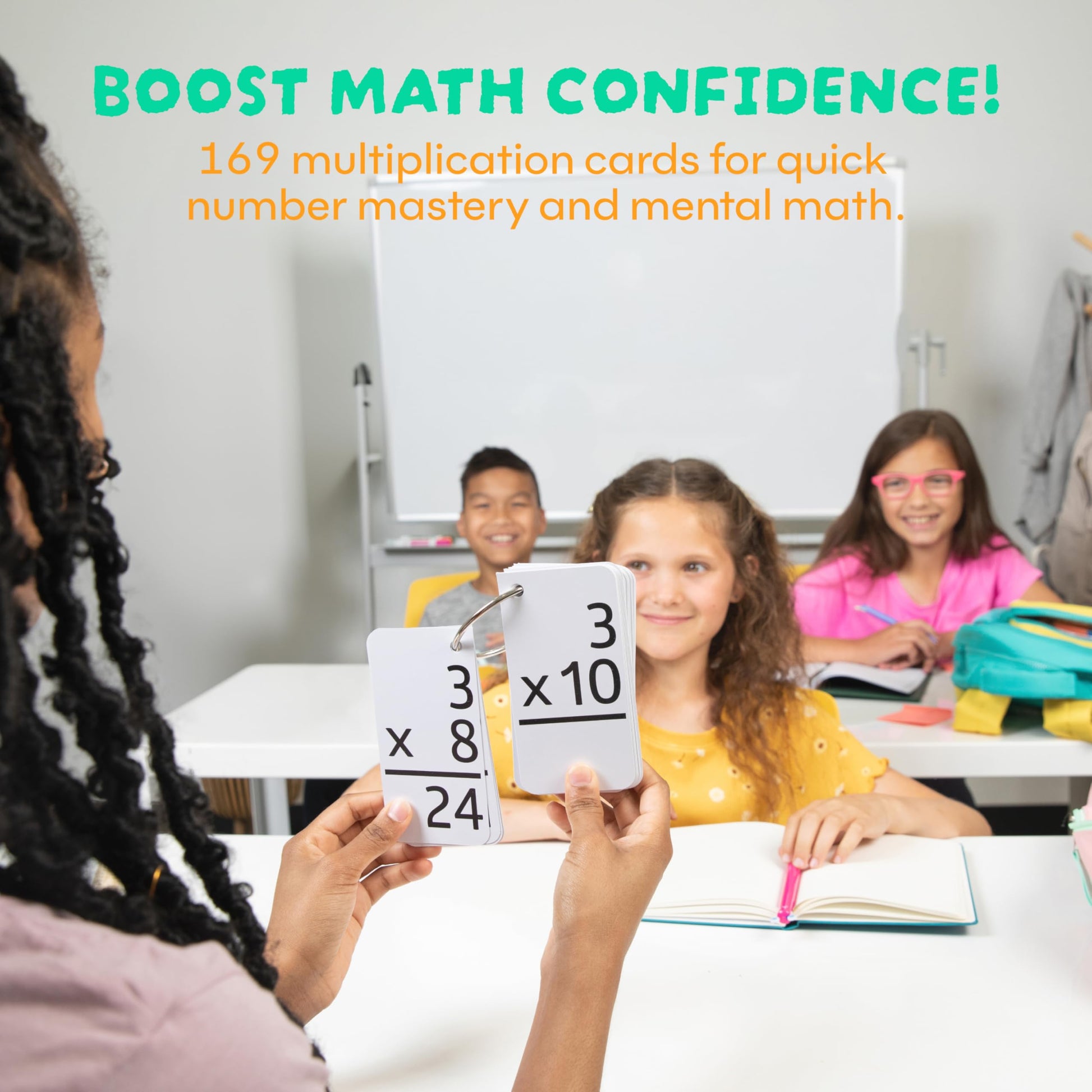 Star Right Multiplication Flash Cards - 169 Hole-Punched Math Study Multiplication Cards with 2 Binder Rings - Times Tables Practice Set for Kids Ages