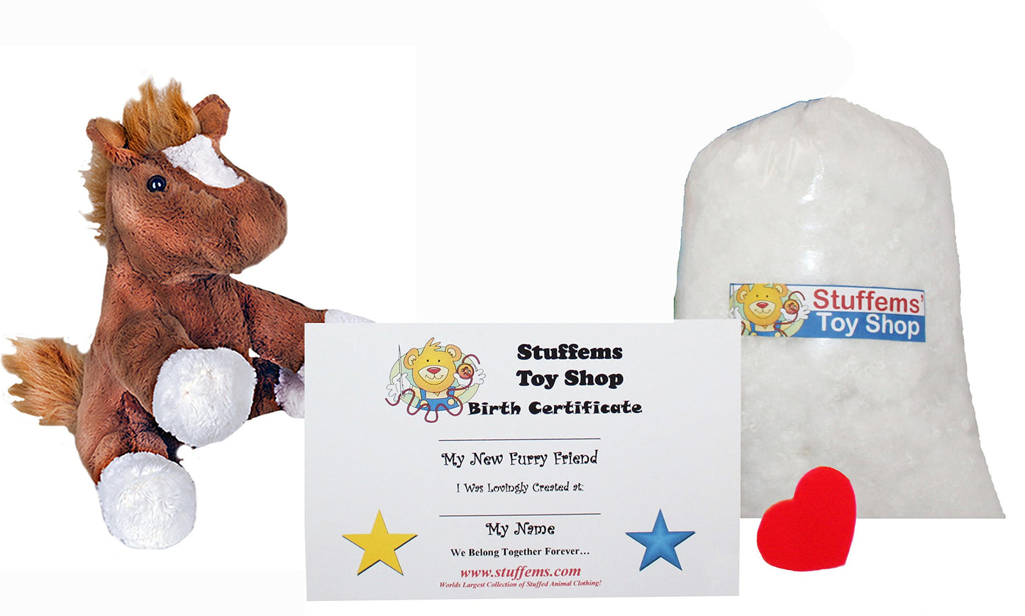 Stuffems Toy Shop Make Your Own Stuffed Animal Mini 8 Inch Chestnut the Horse Kit - No Sewing Required!