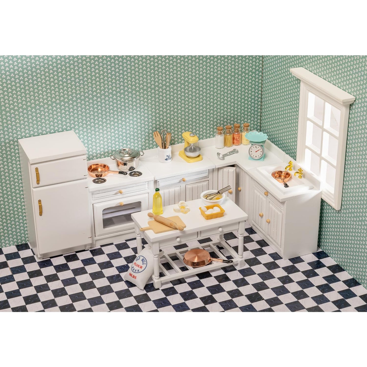 SAMCAMI 36 Pcs Miniature Dollhouse Accessories, Dollhouse Flooring, Solid Wood Floor Tiles, Dollhouse Wallpaper, Mini Dollhouse Accessories 1 12 Scale