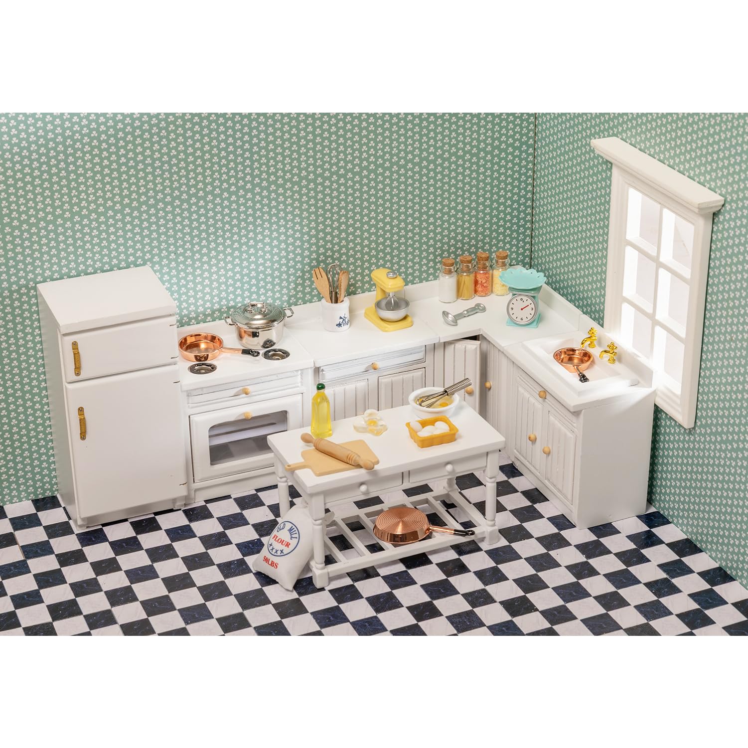 SAMCAMI 36 Pcs Miniature Dollhouse Accessories, Dollhouse Flooring, Solid Wood Floor Tiles, Dollhouse Wallpaper, Mini Dollhouse Accessories 1 12 Scale