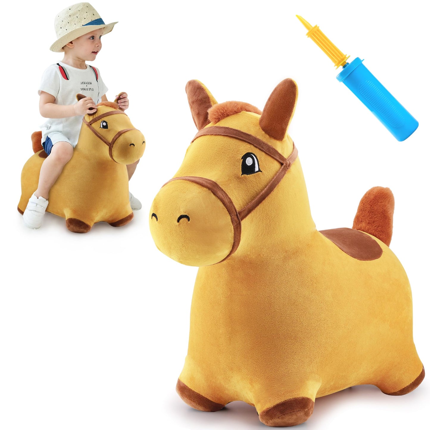 Bouncy Pals Toddler Horse Hopper Toy, Kids Outdoor Ride Bounce Farm Animal