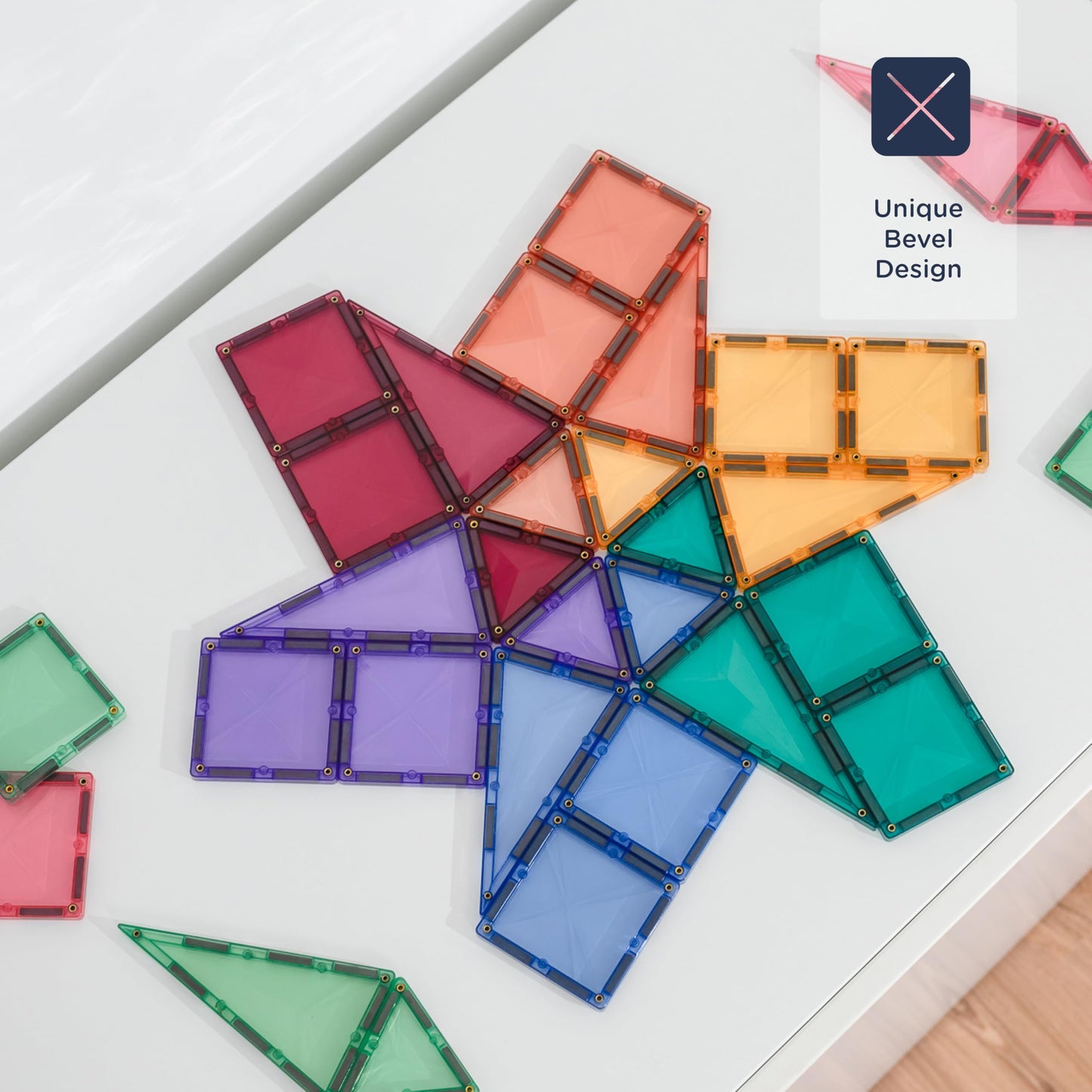 CONNETIX Magnetic Tiles Pastel Mini Pack, 32 Pieces