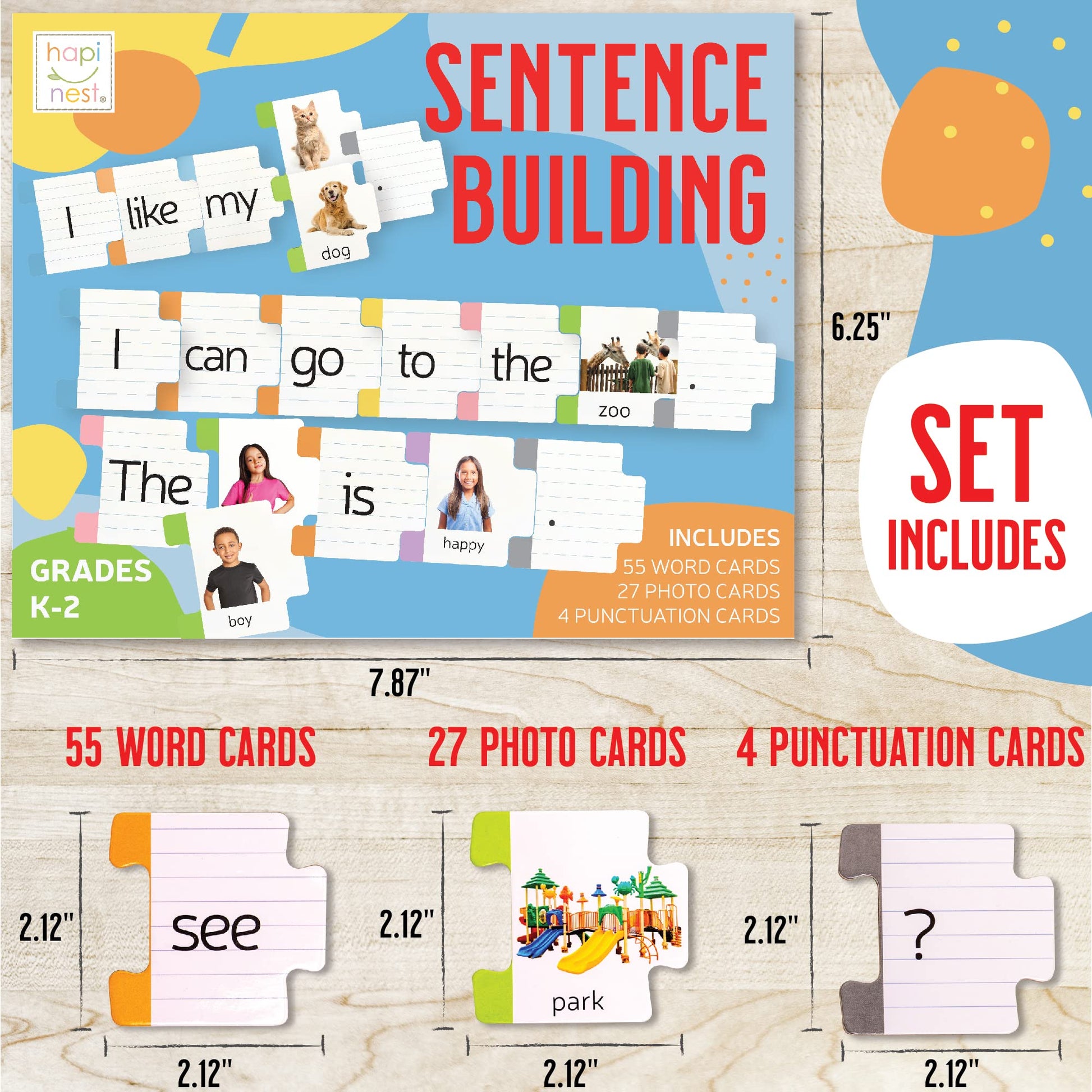 Hapinest Sentence Building for Kids, Learning Game Grammar Reading & Speech Therapy Materials Activities, Kindergarten 1st 2nd Grade Special Education