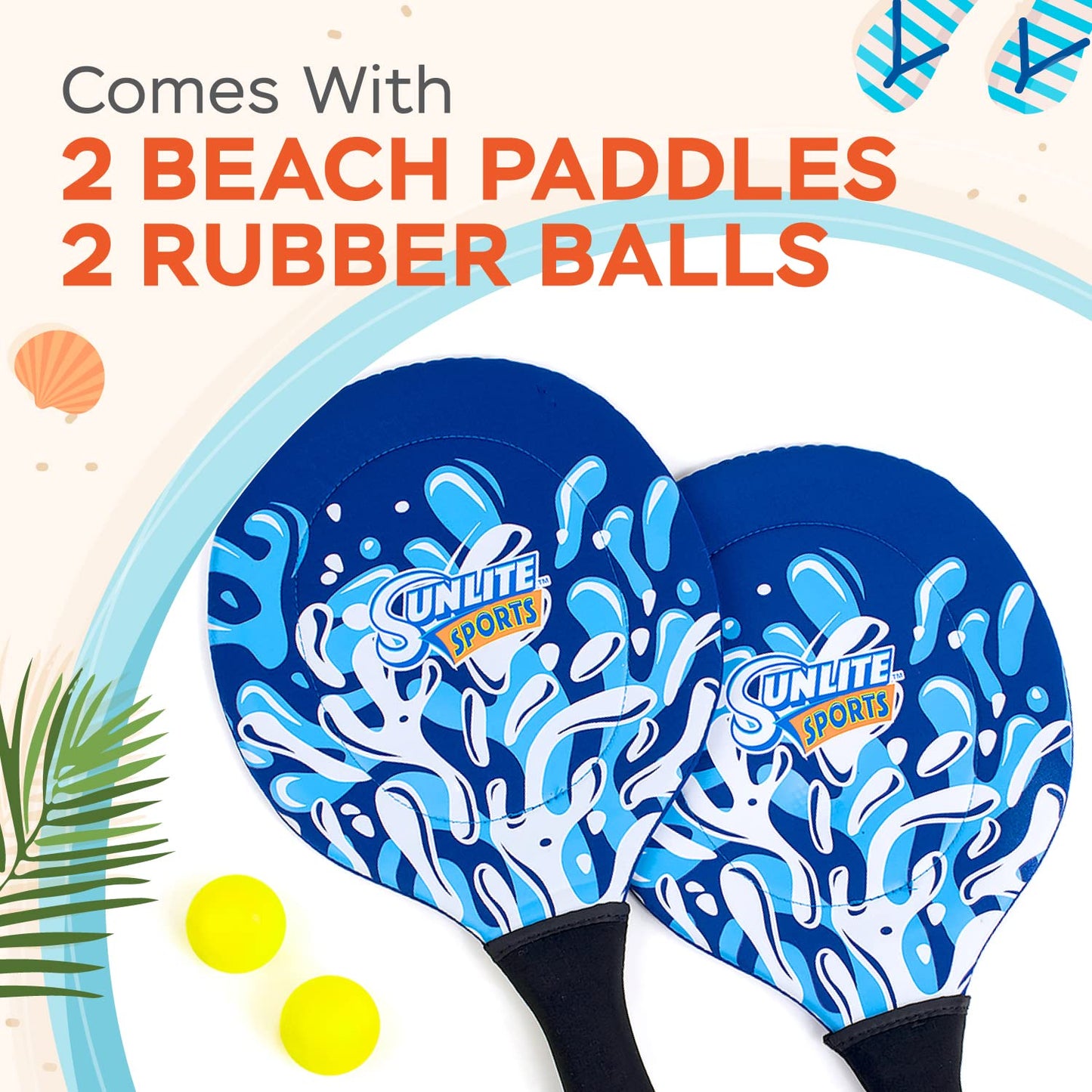 Sunlite Sports Beach Paddle Game Set, 2 Paddles and 2 2 Balls, Perfect for Backyard Fun or Outdoor or Beach or Lawn., Blue