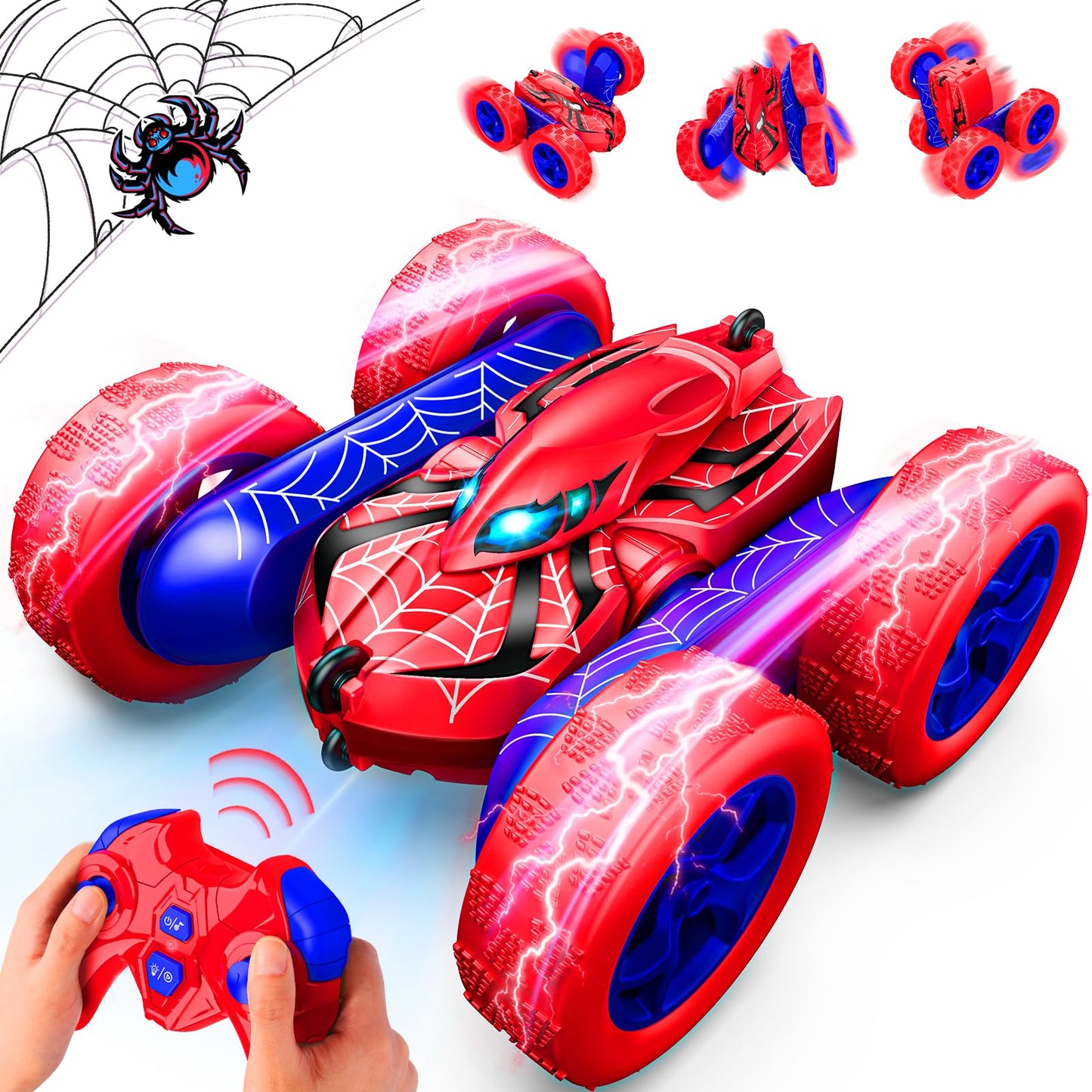 Spider RC Cars Remote Control Car, Double Sided 360°Flip 4WD Rechargeable