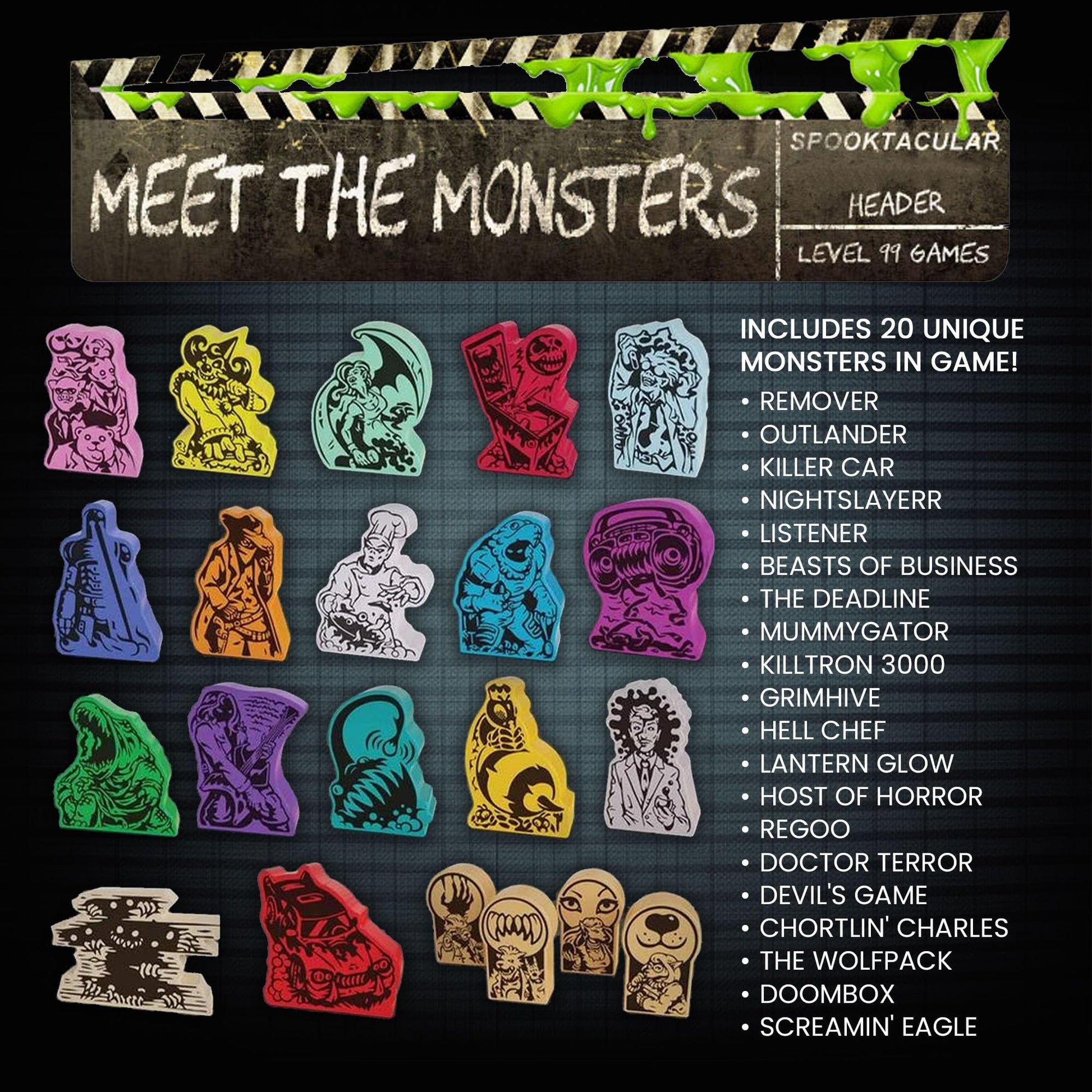 Spooktacular Board Game - Play as 20 Spooky Cinema Monsters, Horror Strategy Game for 1-5 Players