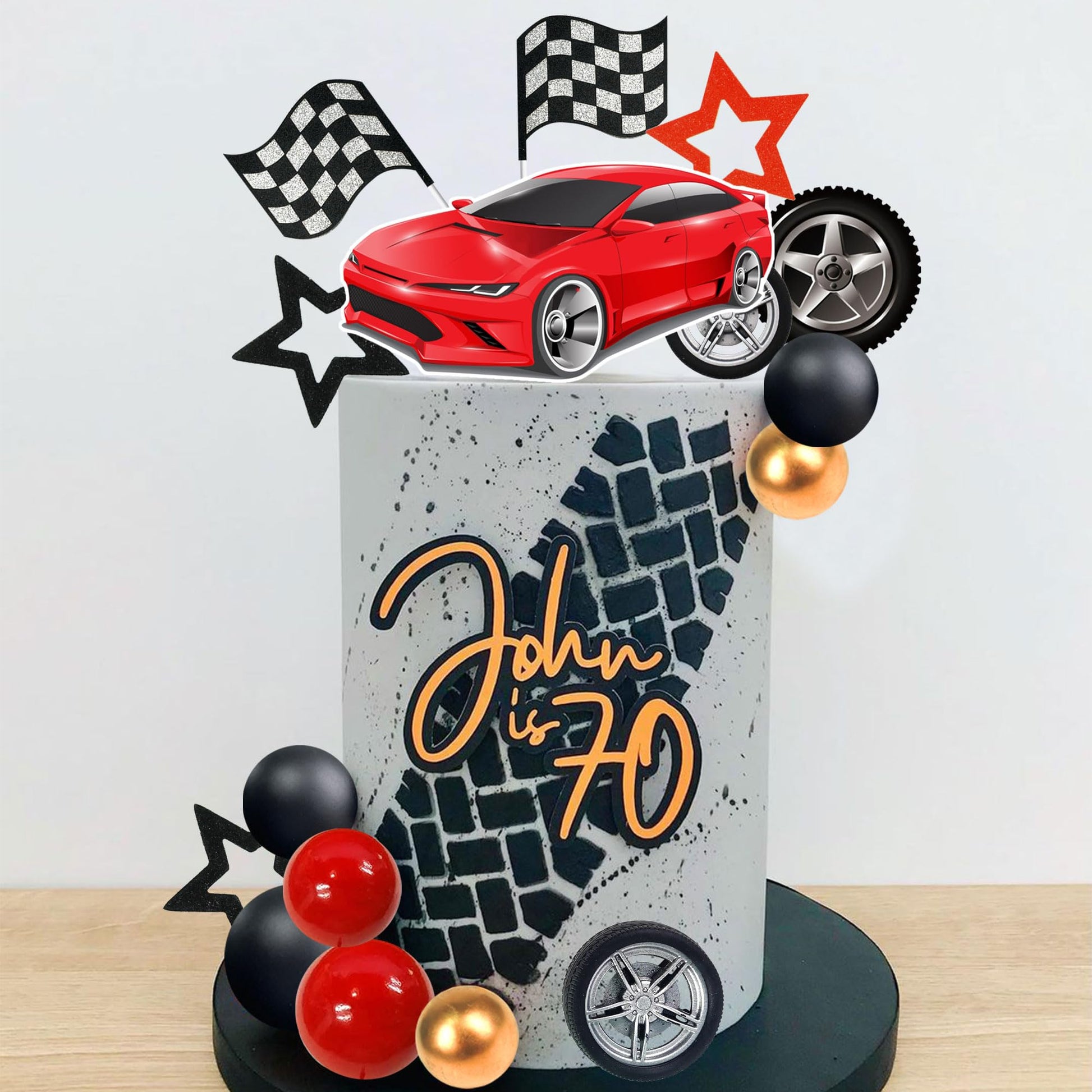 27 PCS Racing Wheel Cake Topper Tyre Cake Decorations for Racing Theme Race Car Birthday Supplies (01)