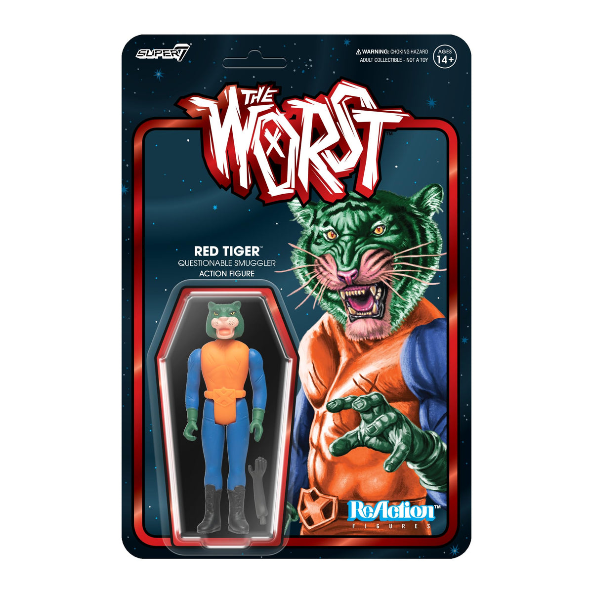 Super7 The Worst Red Tiger Scum Squad - 3.75" The Worst Action Figure with Accessory Collectibles and Retro Toys