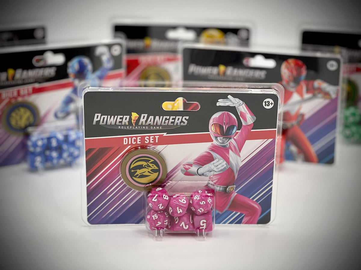Renegade Game Studios Power Rangers Dice Set - 8-Piece Pink Polyhedral Dice