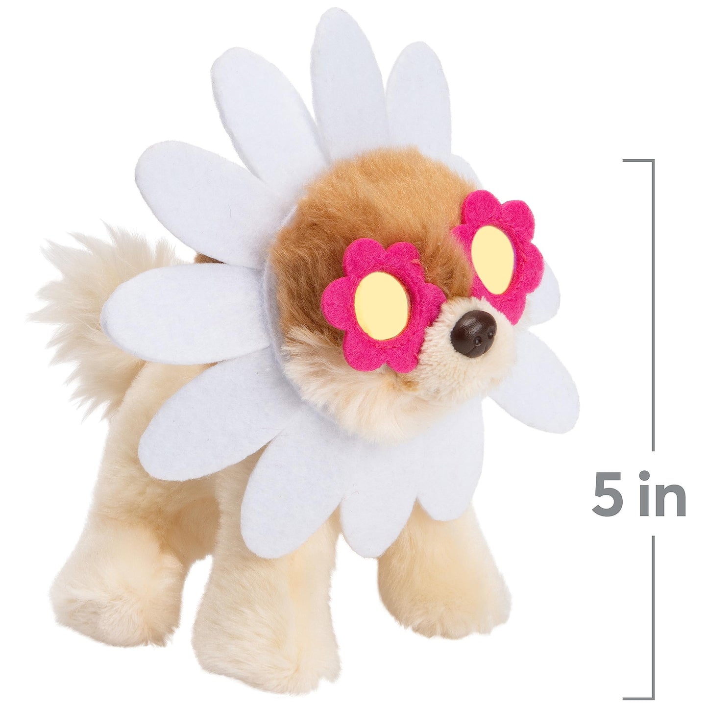 GUND Boo, The World’s Cutest Dog, Itty Bitty Boo Daisy Flower #61, Stuffed Animal Plush, Spring Decor, Pink and White, 5”