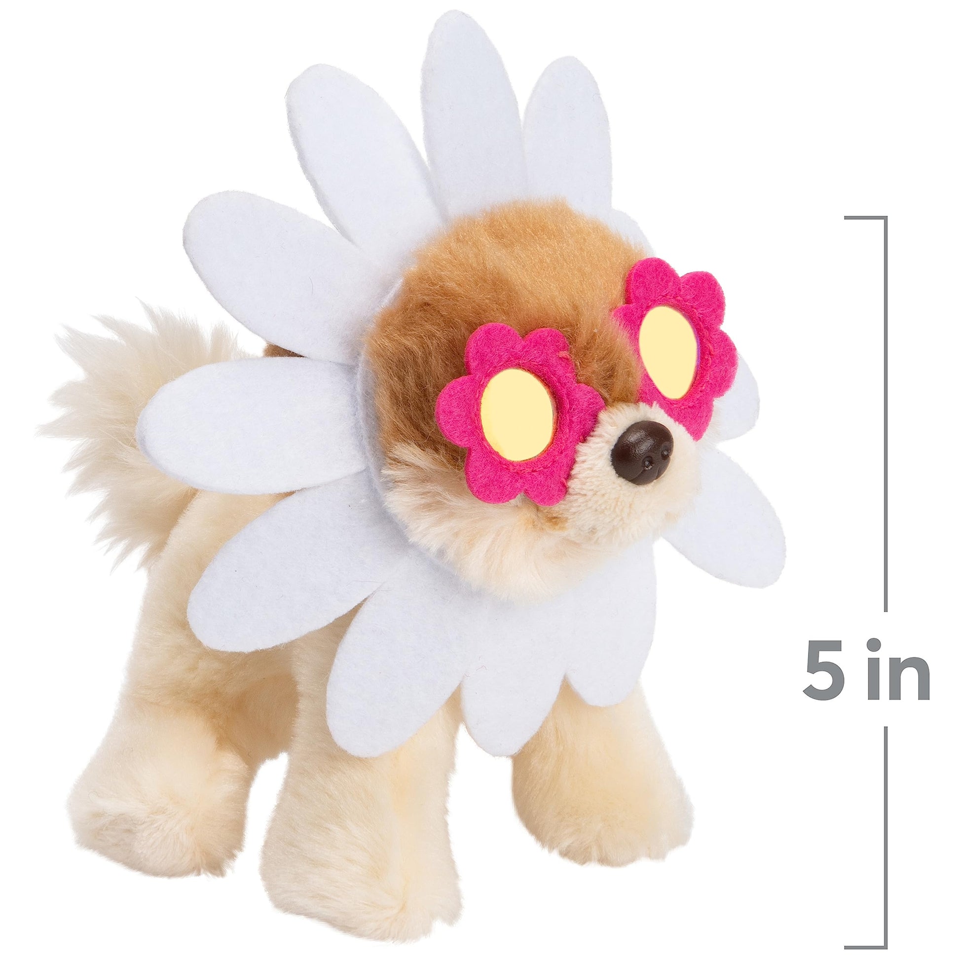GUND Boo, The World’s Cutest Dog, Itty Bitty Boo Daisy Flower #61, Stuffed Animal Plush, Spring Decor, Pink and White, 5”