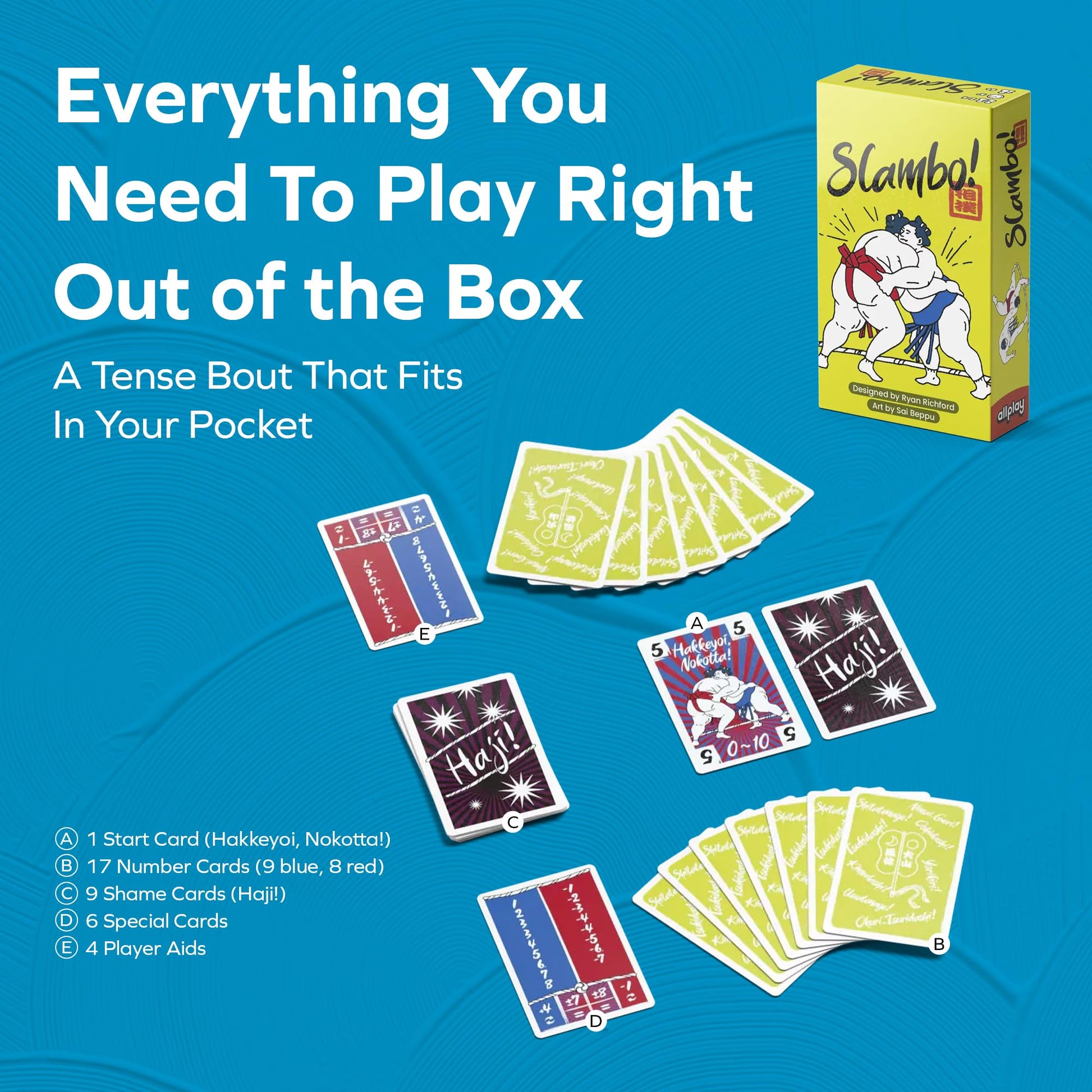 Allplay Slambo Card Game for Adults and Families - Hand Management Game of Keeping Balance - Play Your Cards Right and Don't Get Slammed - 5 Min 2-4