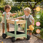 ROBOTIME Kids Gardening Tools with Cart Wheelbarrow - Wooden Outdoor Garden Toys Set with Watering Can, Shovel, Hand Rake & Plant Labels, Outdoor