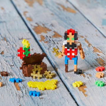 PLUS PLUS Pirate - 3D Figure Building Block Set Tube, Mini Interlocking Puzzle Pieces - Fun Stem Toys for Kids