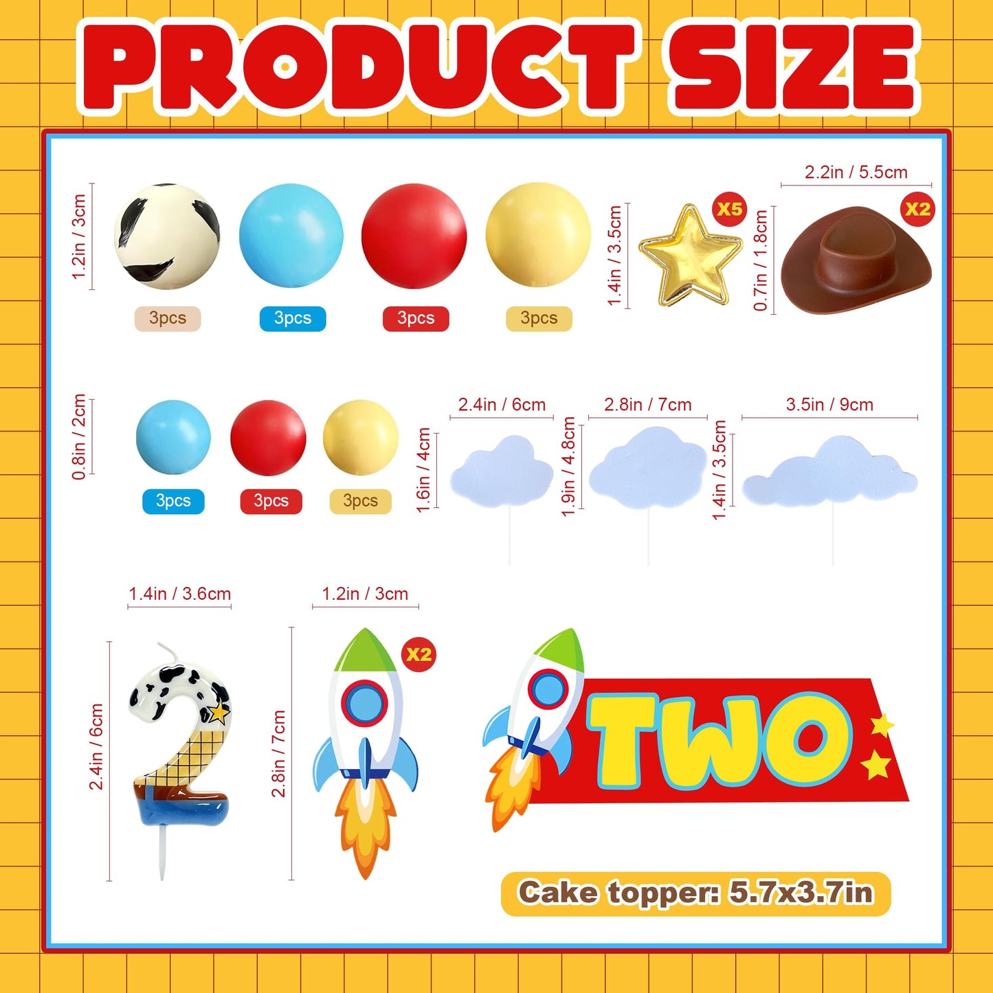 Cartoon Story Cake Toppers with 2nd Birthday Candle