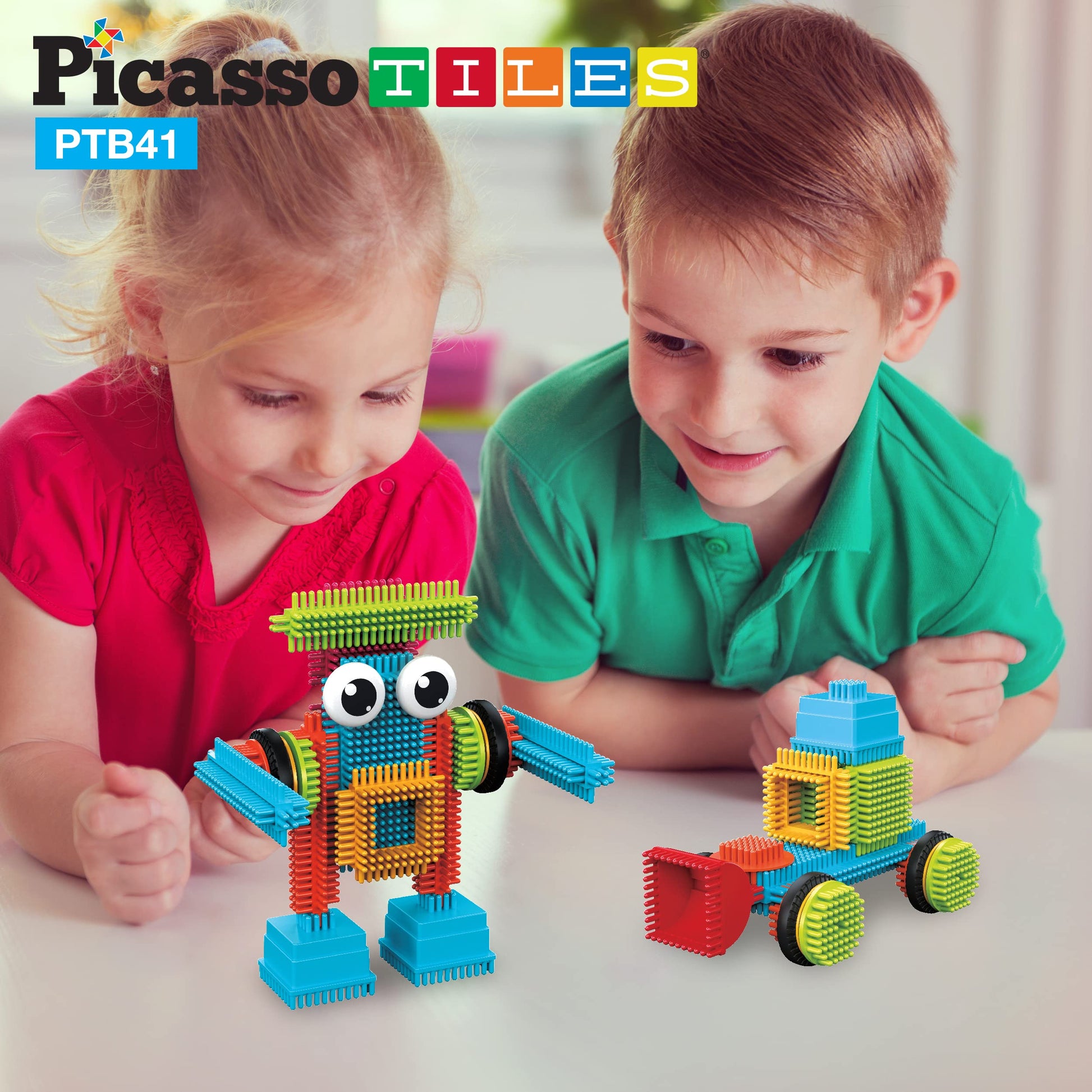 PicassoTiles Toys 41 piece Hedgehog Block Building Blocks Construction Toy Set w/IdeaBook Learning Playset None Magnetic STEM STEAM Educational Kit