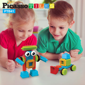 PicassoTiles Toys 41 piece Hedgehog Block Building Blocks Construction Toy Set w/IdeaBook Learning Playset None Magnetic STEM STEAM Educational Kit