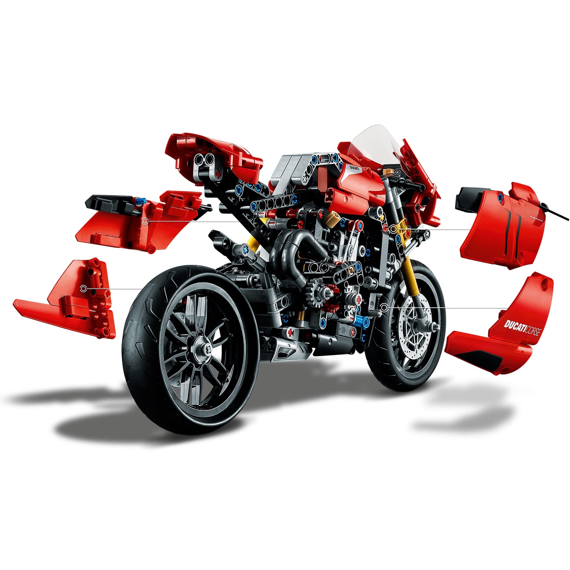 LEGO 42107 Technic Ducati Panigale V4 R Motorbike, Collectible Superbike Display Model Building Kit with Gearbox and Working Suspension, Gift Idea, 10