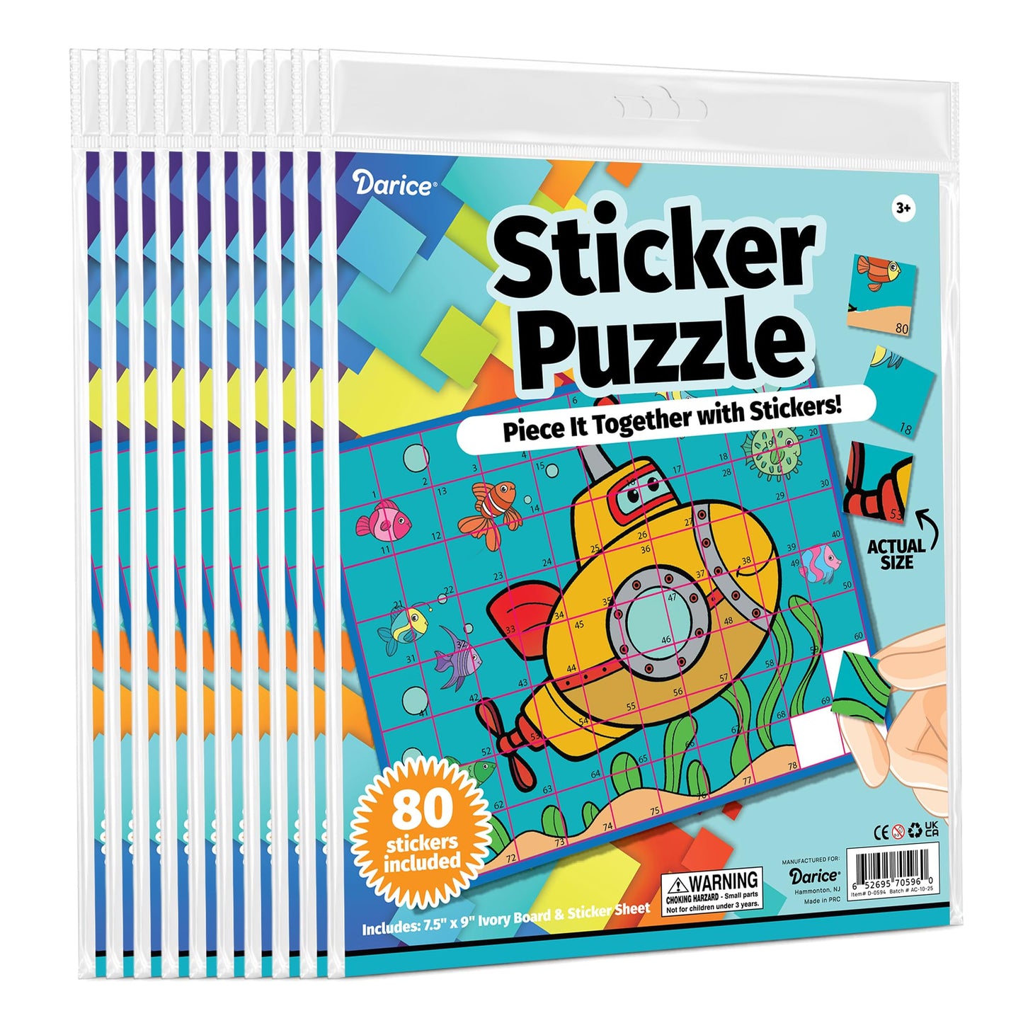 Darice Princess Castle Sticker Puzzle - 80 Go Carts Stickers by Number - Fine Motor Skill Learning Toy - Piece It Together Activity & Gift for Kids