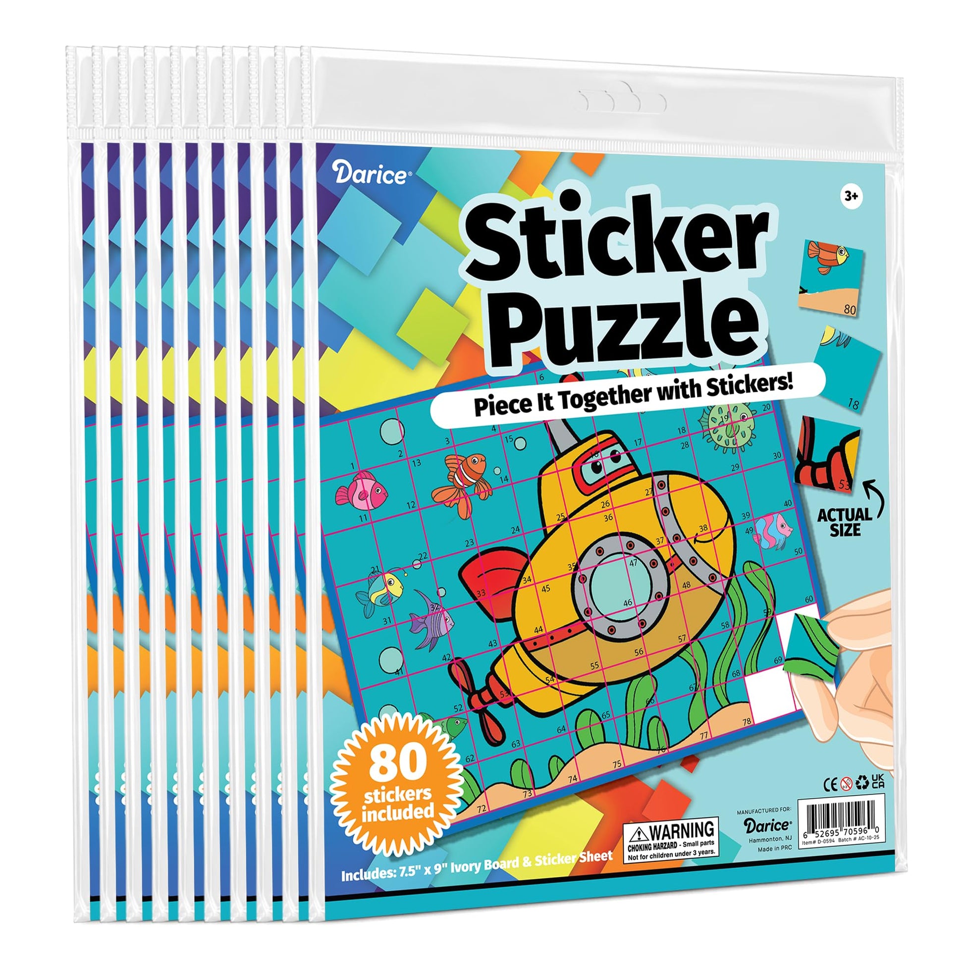 Darice Princess Castle Sticker Puzzle - 80 Go Carts Stickers by Number - Fine Motor Skill Learning Toy - Piece It Together Activity & Gift for Kids