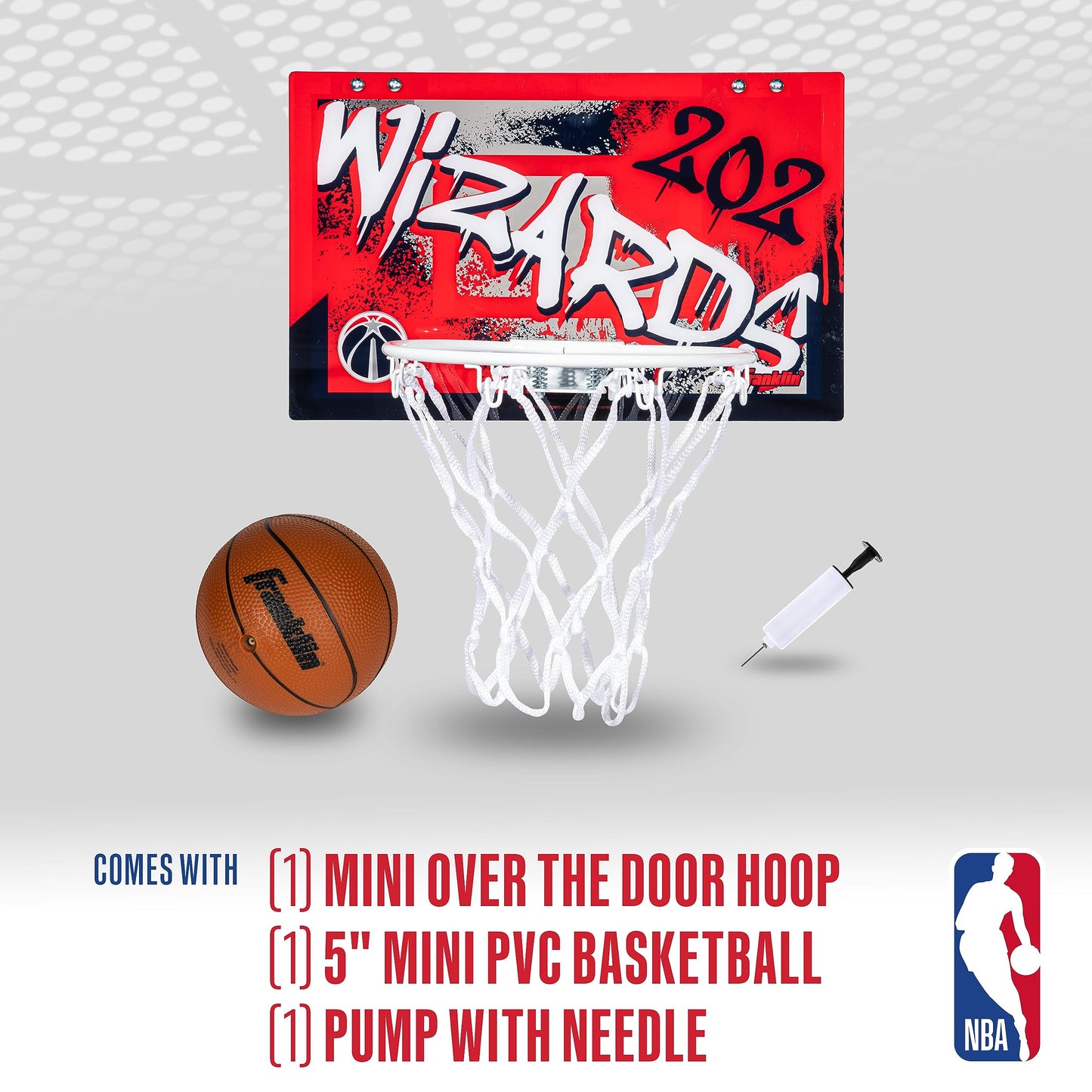Franklin Sports NBA Over the Door Basketball Hoop - Washington Wizards