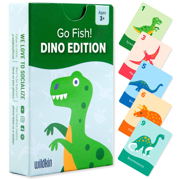 Wildkin Go Fish! Dino Edition - 48 Educational & Fun Game Cards for Kids