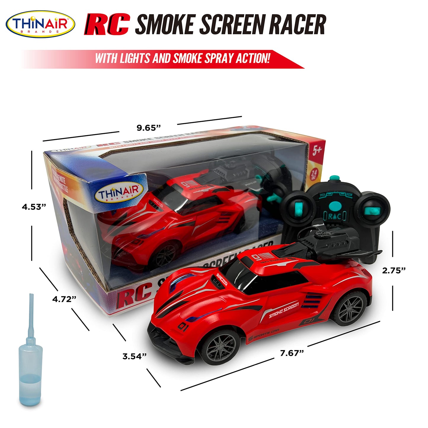 Nature Bound Remote Control Car, Smoke Screen Racer, 2.4 GHz RC Vehicle with Spraying Mist & Light for Kids, Sport Racing Hobby Toy for Boys & Girls