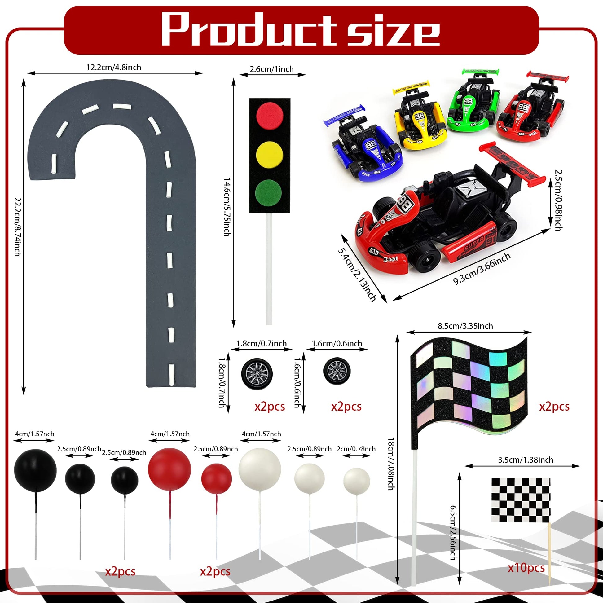 Racing Car Cake Decoration Car Cake Topper Racing Party Favors for Kids Birthday Supplies Baby Shower
