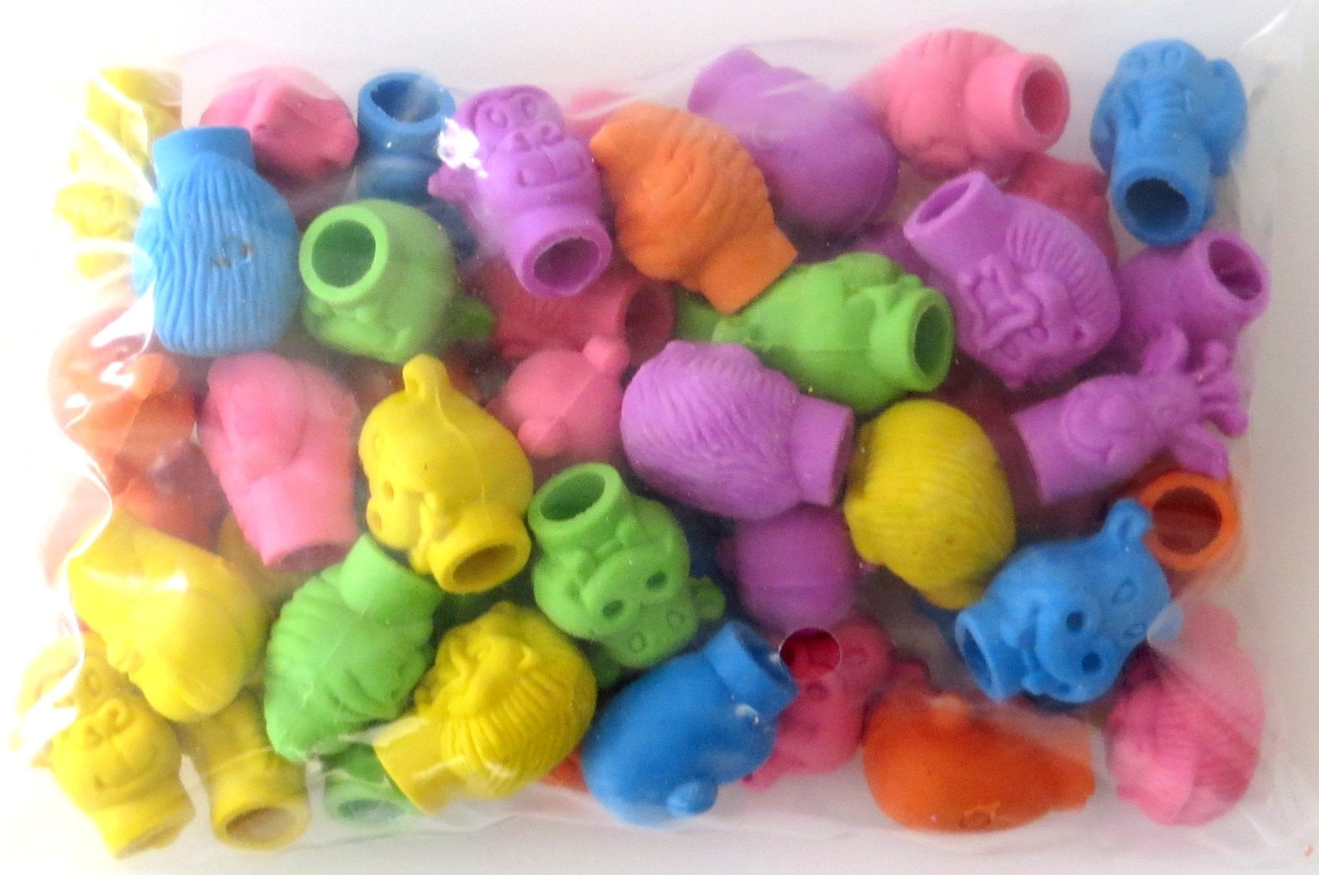 Edison Novelty Zoo Animal Pencil Top Erasers - (48 Erasers)