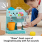 Fisher-Price Toddler Toy Laugh & Learn Coffee Café Musical Playset with Educational Songs & 10 Pretend Play Pieces for Kids Ages 18+ Months